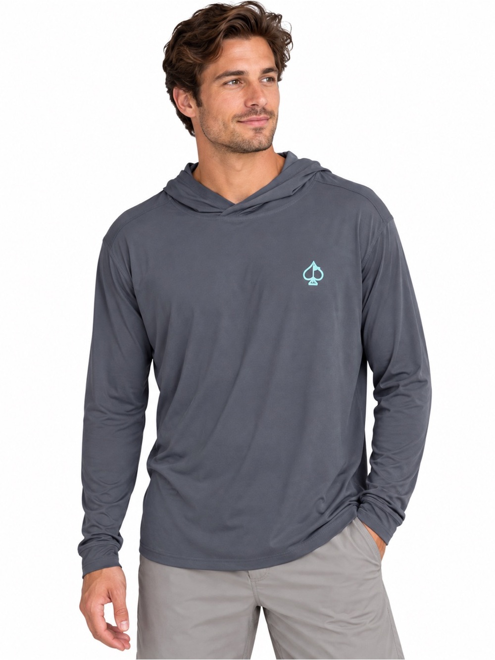 Pins & Aces Performance Golf Hoodie Mens Size XL Blue Nylon Stretch Blend Hooded